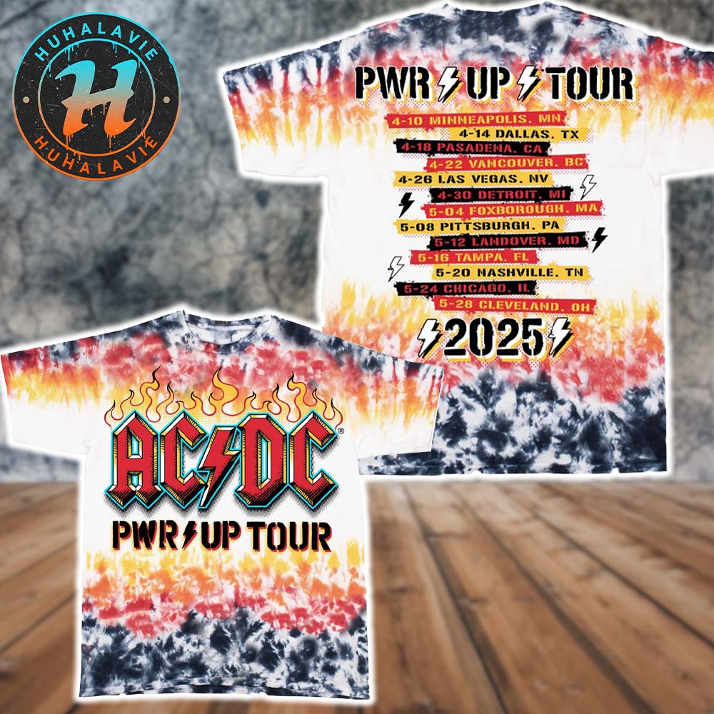 ACDC Color Tie Dye Merch PWR UP Tour 2025 Fire Vintage T-Shirt ACDC Color Tie Dye Merch PWR UP Tour 2025 Fire Vintage T-Shirt