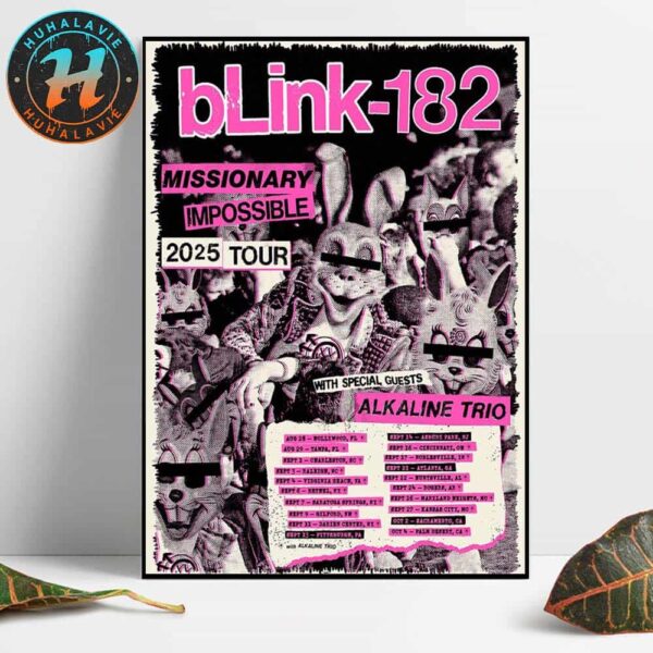 Blink 182 Missionary Impossible 2025 Tour Dates List With Special Guests Alkaline Trio Home Decor Poster Canvas