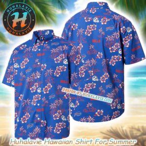 Buffalo Bills Reyn Spooner Floral Tropical Blue Background Summer Aloha Hawaiian Shirt
