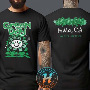 Green Day Coachella Indio CA Merch Tee On April 11- April 20 2025 Two Sided Print Vintage T-Shirt