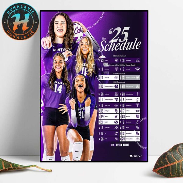 K-State Wildcats 2025 Big 12 Women’s Volleyball Schedule Season Home Decor Poster Canvas
