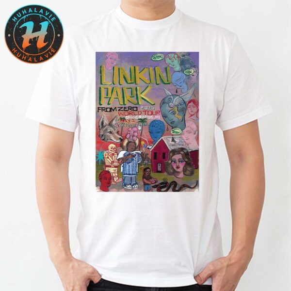 Linkin Park Grand Rapids MI Music Poster At Van Andel Arena On May 1st From Zero World Tour 2025 Art Sofia Enriquez Vintage T-Shirt