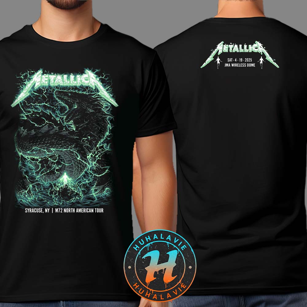 Metallica Syracuse NY Exclusive Event Tee At JMA Wireless Dome On April 19 2025 M72 Syracuse World Tour Two Sided Print Unisex T-Shirt Metallica Syracuse NY Exclusive Event Tee At JMA Wireless Dome On April 19 2025 M72 Syracuse World Tour Two Sided Print Unisex T-Shirt