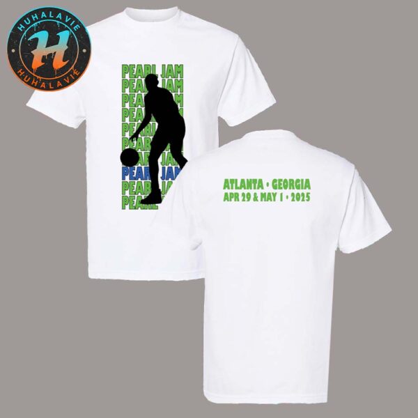 Pearl Jam Atlanta Georgia Event Dribbler Tee At State Farm Arena On April 29 And May 1 Dark Matter Tour 2025 White T-Shirt