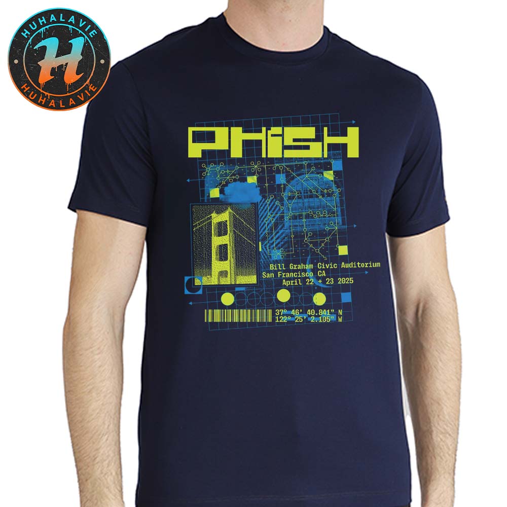 Phish Band San Francisco CA Merch Tee At Bill Graham Civic Auditorium On April 22 And 23 2025 Classic T-Shirt Phish Band San Francisco CA Merch Tee At Bill Graham Civic Auditorium On April 22 And 23 2025 Classic T-Shirt