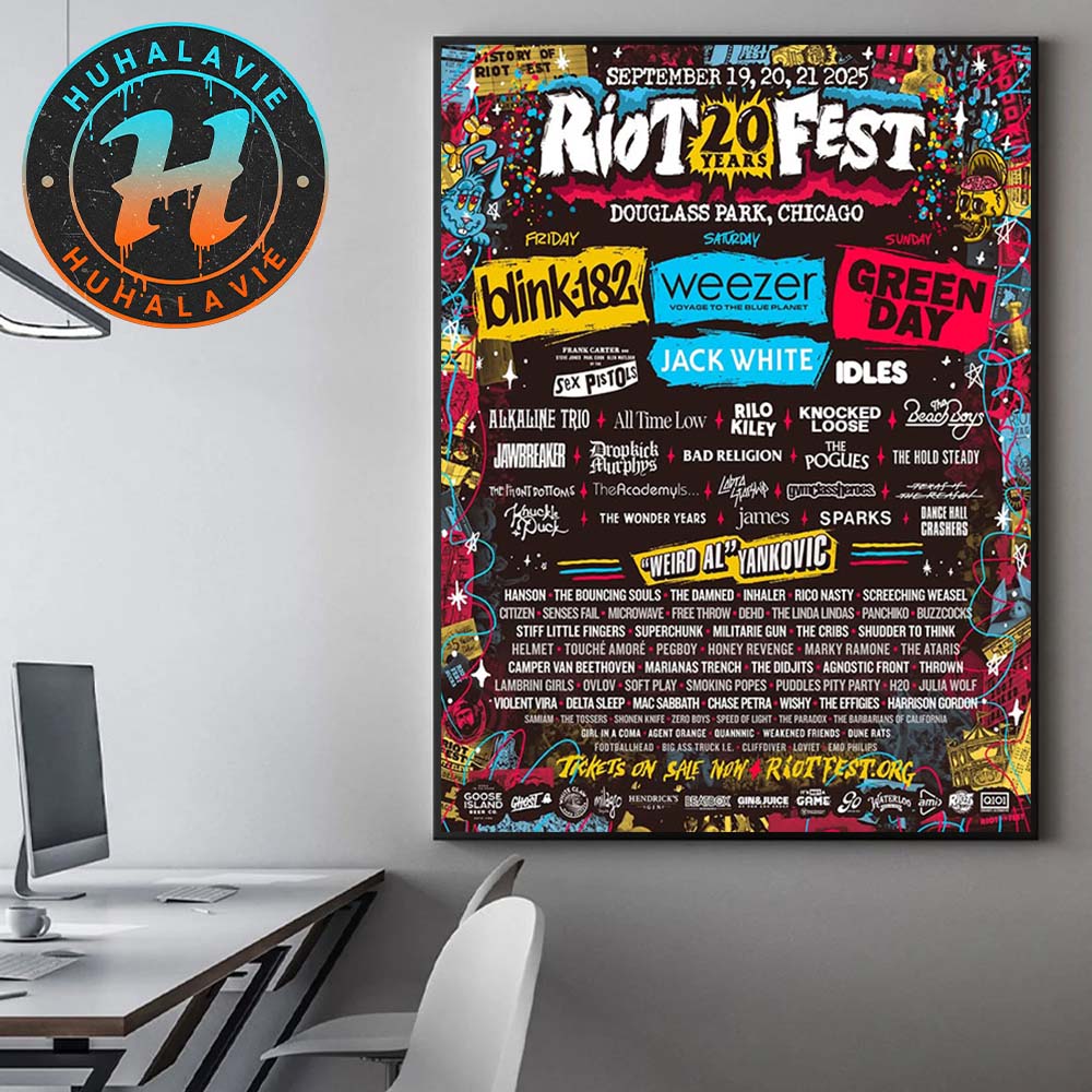 Riot Fest 20th Anniversary Full Lineup At Douglass Park In Chicago IL On September 19-21 2025 Home Decor Poster Canvas Riot Fest 20th Anniversary Full Lineup At Douglass Park In Chicago IL On September 19-21 2025 Home Decor Poster Canvas