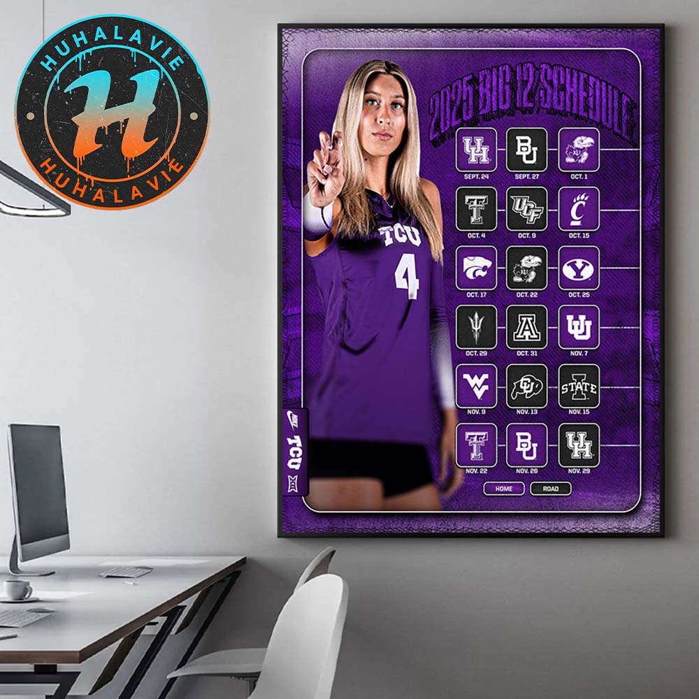 TCU Horned Frogs 2025 Big 12 Women's Volleyball Schedule Season Home Decor Poster Canvas TCU Horned Frogs 2025 Big 12 Women's Volleyball Schedule Season Home Decor Poster Canvas