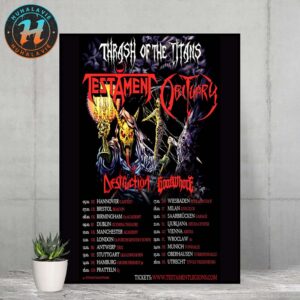 Testament With Obituary Band Thrash Of The Titans Europe Tour 2025 Dates List Home Decor Poster Canvas