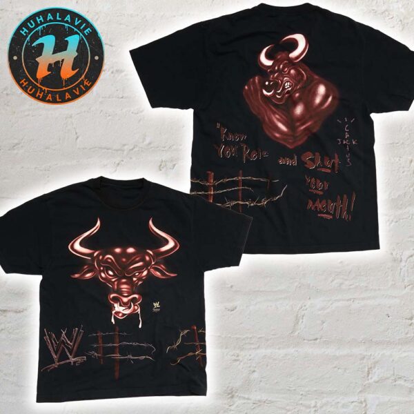 Travis Scott CJ x WWE Know Your Role And Shut Your Mouth Two Sided Print T-Shirt
