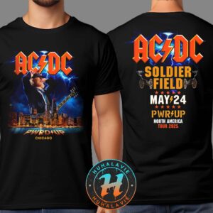 ACDC Chicago IL Merch Tee At Soldier Field On May 24 PWR UP North America Tour 2025 Two Sided Print T-Shirt