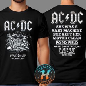 ACDC Detroit MI Merch Tee At Ford Field On April 30 PWR UP Tour North America 2025 Two Sided Print T-Shirt