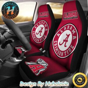 Alabama Crimson Tide Elephant With Logo Red Background NCAA Car Seat Covers