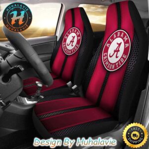 Alabama Crimson Tide Logo Incredible Line Pattern Signature Car Seat Covers