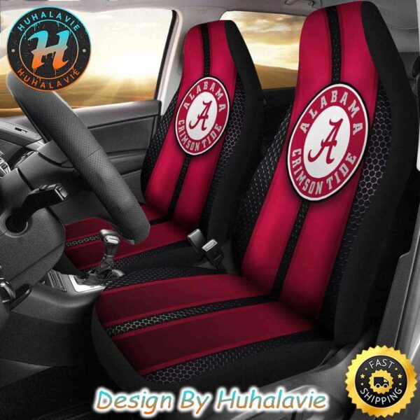 Alabama Crimson Tide Logo Incredible Line Pattern Signature Car Seat Covers
