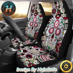 Alabama Crimson Tide NCAA Party Skull With Logo Pattern Car Seat Covers