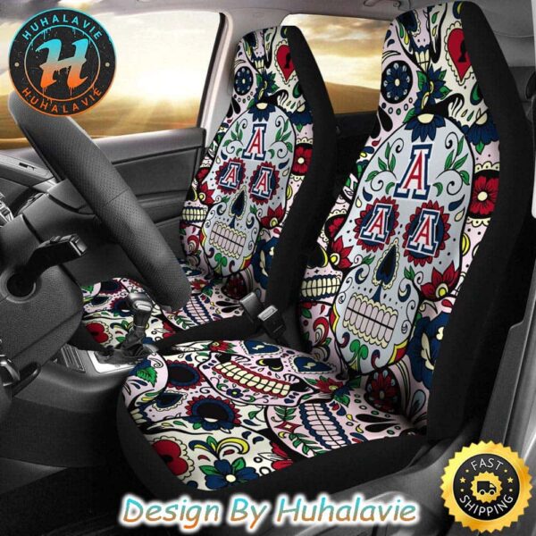 Arizona Wildcats Party Skull Pattren Flower Funny NCAA Car Seat Covers