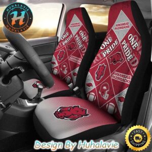 Arkansas Razorbacks Colorful Pride Flag With Helmet NCAA Cover Car Seat Covers