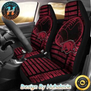 Arkansas Razorbacks Logo Pattern With Rugby Football NCAA Car Seat Covers