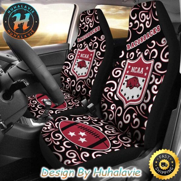 Arkansas Razorbacks NCAA Pattern Logo Black Background Car Seat Covers