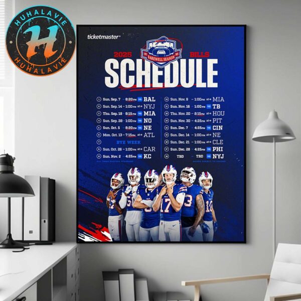 Buffalo Bills NFL 2025 Season Schedule Home Decor Poster Canvas