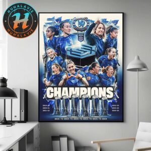 Chelsea FC Women Back-To-Back Barclays Women’s Super League Champions 2024-25 Home Decor Poster Canvas