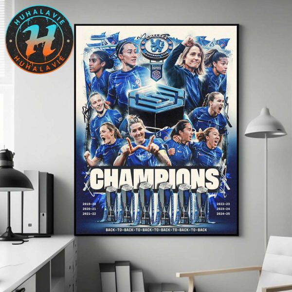 Chelsea FC Women Back-To-Back Barclays Women’s Super League Champions 2024-25 Home Decor Poster Canvas