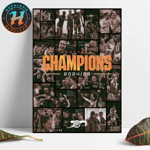 Congrats Arsenal Women FC Named To European Champions 2024-25 Home Decor Poster Canvas