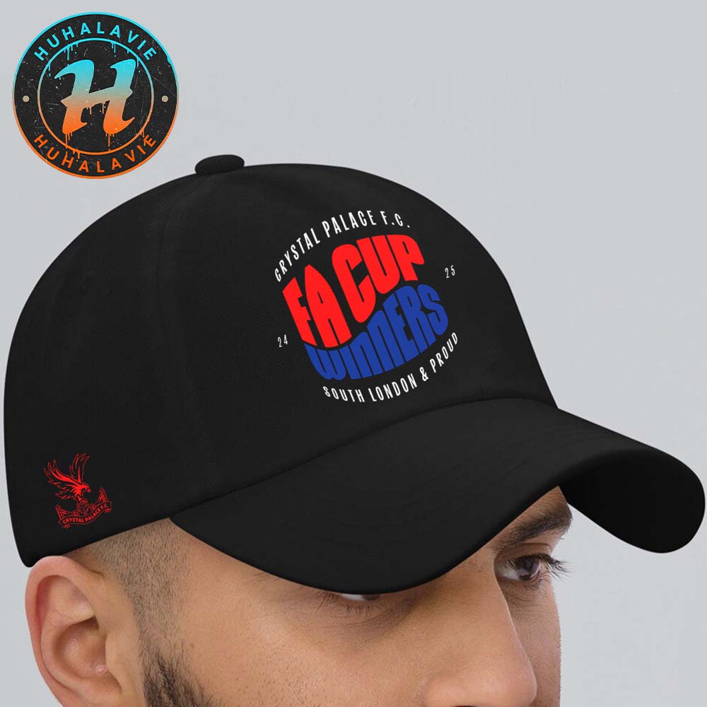 Crystal Palace FC Emirates FA Cup Winners South London And Proud 2025 Champions Classic Cap Snapback Hat Crystal Palace FC Emirates FA Cup Winners South London And Proud 2025 Champions Classic Cap Snapback Hat
