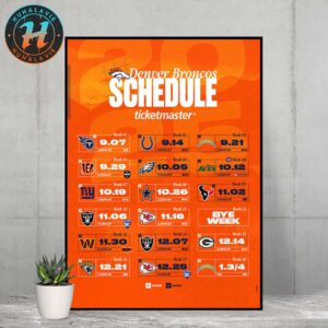 Denver Broncos NFL 2025 Season Schedule Home Decor Poster Canvas