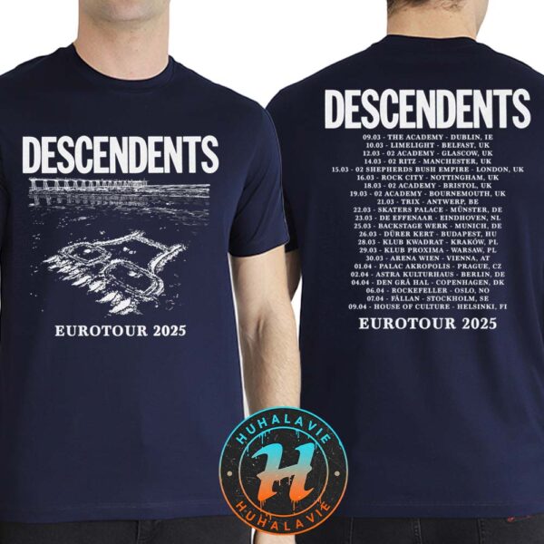 Descendents Eurotour 2025 Merch Dates List Kicks Off In Dublin IE On September 3 2025 Two Sided Print T-Shirt