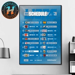 Detroit Lions NFL 2025 Season Schedule Home Decor Poster Canvas