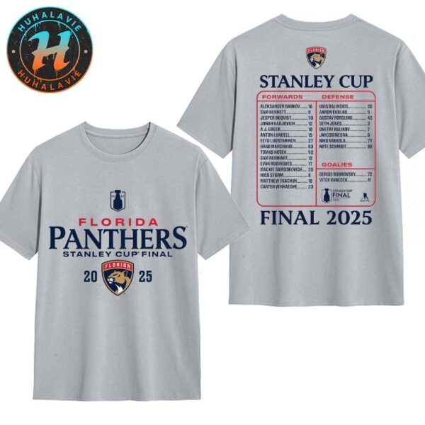 Florida Panthers 2025 Stanley Cup Final Roster NHL Stanley Cup Two Sided Print Unisex T-Shirt