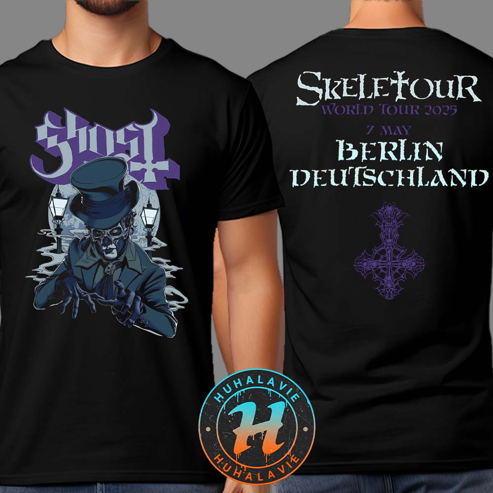 Ghost Berlin Pop-Up Store Exclusive Tee For Berlin Deutschland At Uber Arena On May 7 Skeletour World Tour 2025 Two Sided Print T-Shirt Ghost Berlin Pop-Up Store Exclusive Tee For Berlin Deutschland At Uber Arena On May 7 Skeletour World Tour 2025 Two Sided Print T-Shirt