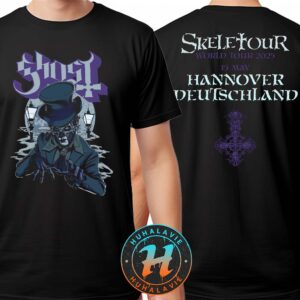 Ghost Hannover Pop-Up Store Exclusive Tee For Hannover Deutschland At ZAG Arena On May 15 Skeletour World Tour 2025 Two Sided Print Unisex T-Shirt
