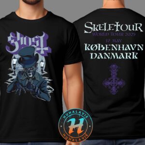 Ghost København Copenhagen Pop-Up Store Exclusive Tee For Copenhagen Denmark At Royal Arena On May 17 Skeletour World Tour 2025 Two Sided Print Classic T-Shirt