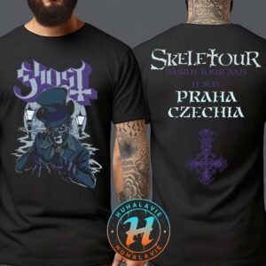 Ghost Praha Prague Pop-Up Store Exclusive Tee For Praha Czech Republic At O2 Arena On May 11 Skeletour World Tour 2025 Two Sided Print Vintage T-Shirt