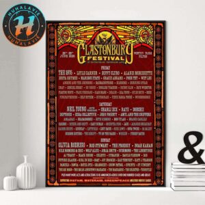 Glastonbury Festival 2025 Full Lineup Poster In Pilton At Worthy Farm On June 25th-29th 2025 Home Decor Poster Canvas