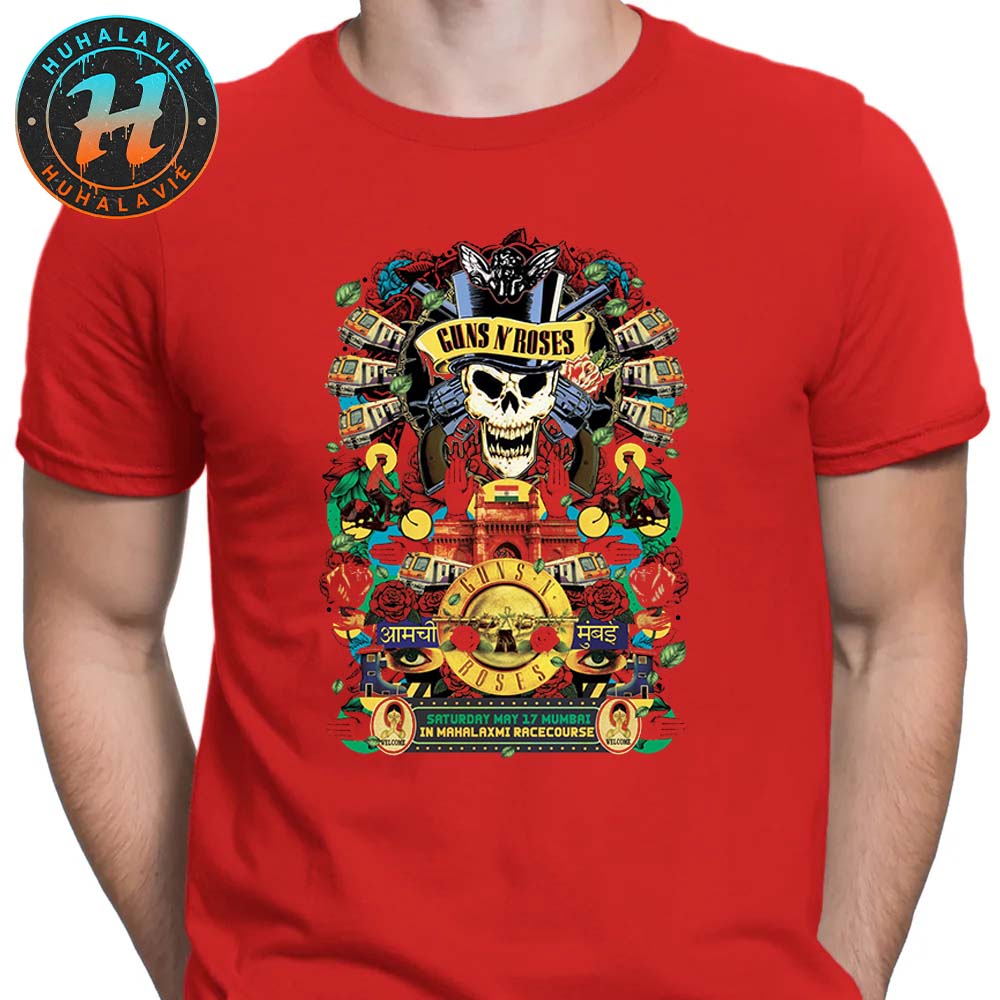 Guns N Roses In Mumbai Maharashtra India Concert Poster At Mahalaxmi Race Course On Saturday May 17 2025 Unisex T-Shirt Guns N Roses In Mumbai Maharashtra India Concert Poster At Mahalaxmi Race Course On Saturday May 17 2025 Unisex T-Shirt
