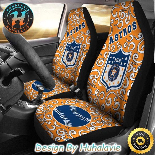 Houston Astros MLB Pattern Logo With Baseball Pattern Car Seat Covers