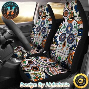 Houston Astros Party Skull Pattern MLB Car Seat Covers
