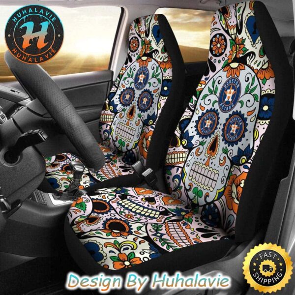 Houston Astros Party Skull Pattern MLB Car Seat Covers