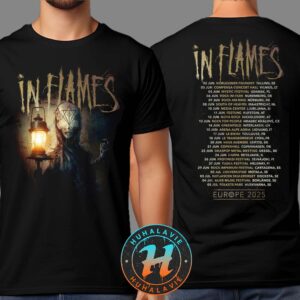 In Flames European Tour For Spring And Summer 2025 Merch Tee Dates List Two Sided Print Unisex T-Shirt