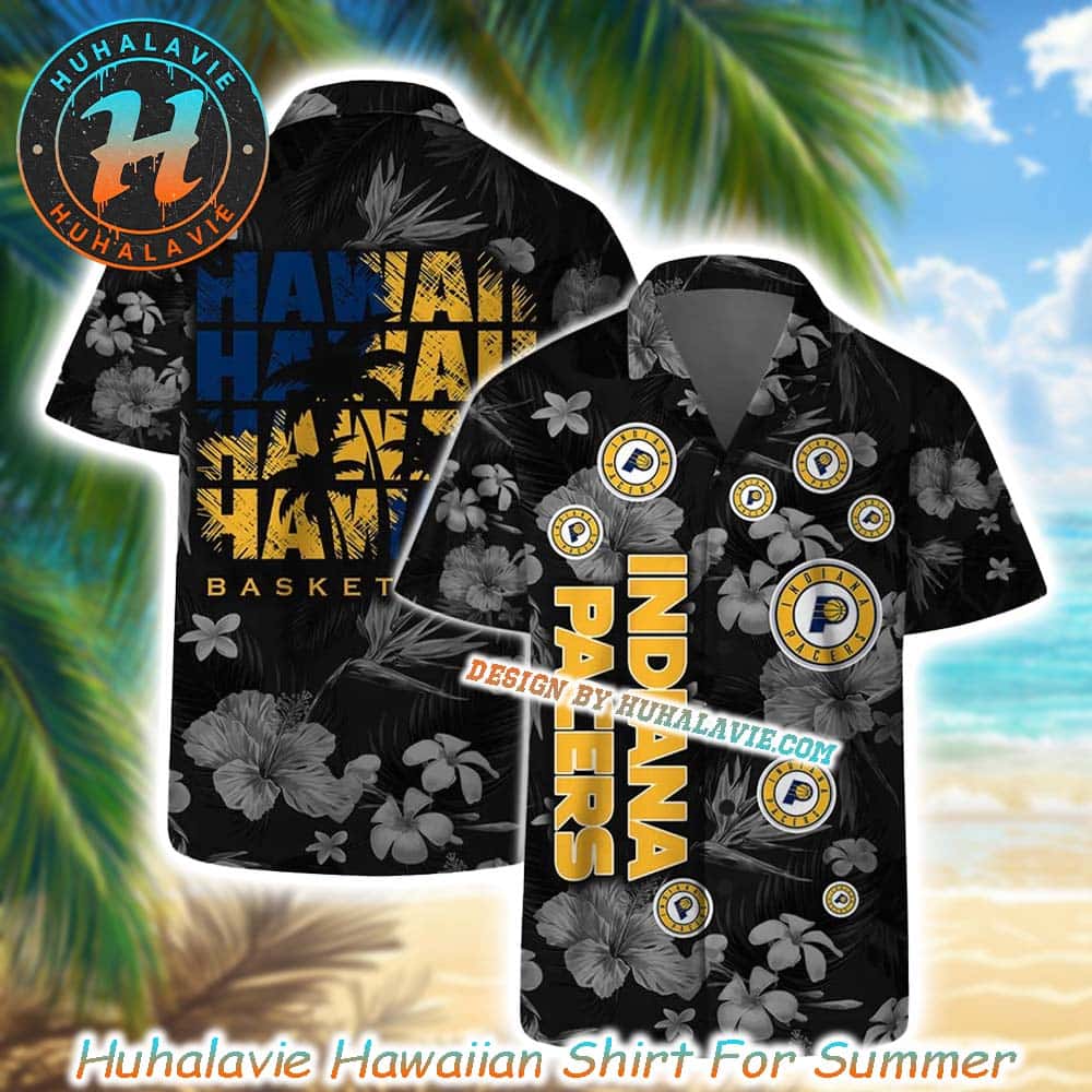Indiana Pacers Hawaii Hawaii Hawaii Hawaii Basketball Floral Black Background Hawaiian Shirt Indiana Pacers Hawaii Hawaii Hawaii Hawaii Basketball Floral Black Background Hawaiian Shirt