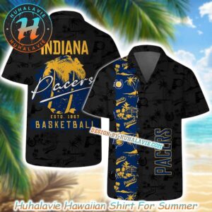 Indiana Pacers Palm Paradise Basketball NBA Pattern Summer Aloha 2025 Hawaiian Shirt
