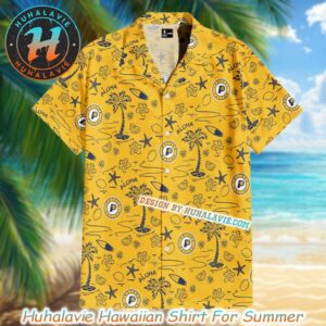 Indiana Pacerss NBA Yellow Pattern Background Aloha Sport Hawaiian Shirt
