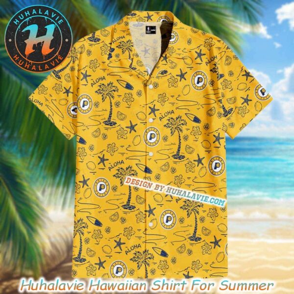 Indiana Pacerss NBA Yellow Pattern Background Aloha Sport Hawaiian Shirt