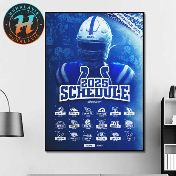 Indianapolis Colts NFL 2025 Season Schedule Home Decor Poster Canvas