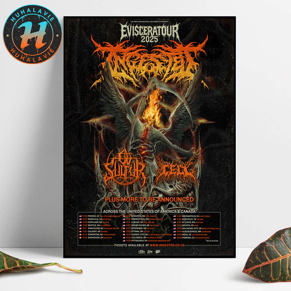 Ingested Eviscerator Tour 2025 Across The United States Of America And Canada Cities List Home Decor Poster Canvas Ingested Eviscerator Tour 2025 Across The United States Of America And Canada Cities List Home Decor Poster Canvas