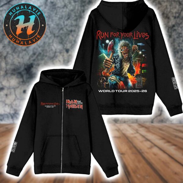 Iron Maiden 50th Anniversary IM50 Run For Your Lives Vintage World Tour 2025 Zip Hoodie T-Shirt