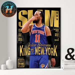 Jalen Brunson King Of New York Team NBA New York Knicks Covers Gold Metal Edition SLAM 256 Poster Canvas For Home Decor